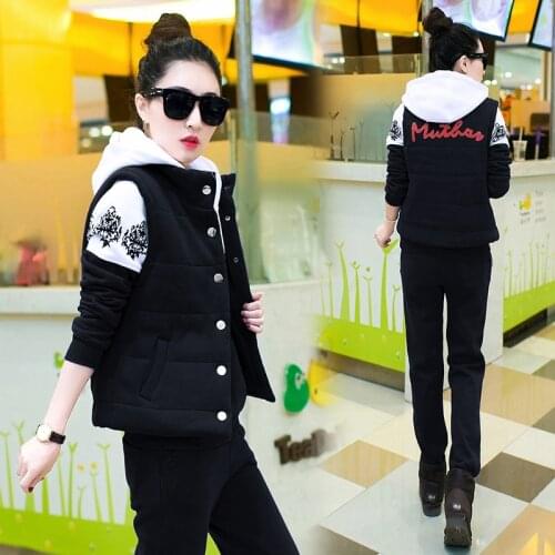 Autumn and winter new Fashion women suit womens tracksuits casual set with a hood fleece sweatshirt three pieces set