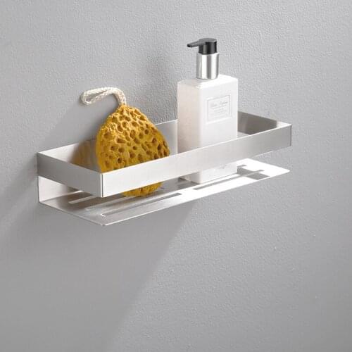 Zunto Bathroom Shelf Stainless Steel Shower Shelf No Drilling Required Organizer Wall Mount Shampoo Rack Self Adhesive Kitchen