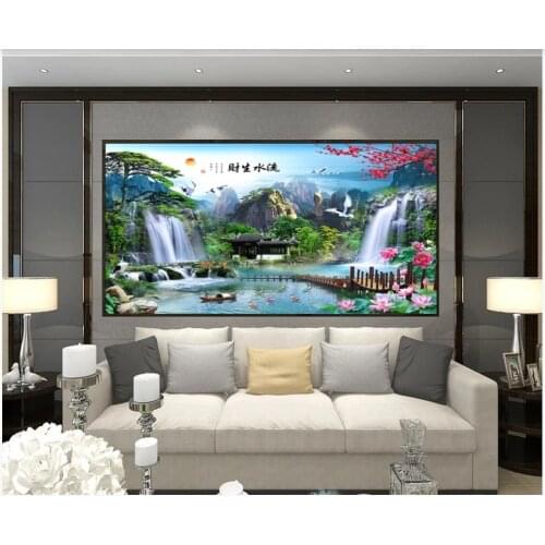Custom wallpapers for walls 3 d murals wallpaper Idyllic forest waterfall landscape TV sofa background wall landscape decorative