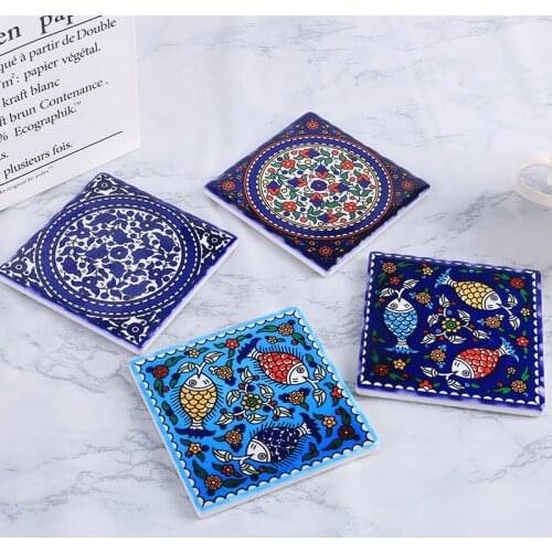 Portuguese Series of Craft Painting Insulated Cork Ceramic Cup Mat Dual-use Pot Mat Combination Cup Cushion Coaster Table Mat