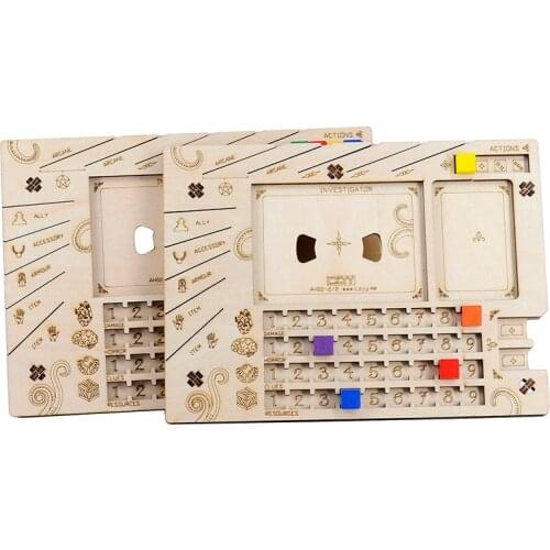 Investigator Dashboard Set of 2 Player Organization Board Wood Laser Cut Game Accessories for Arkham Horror LCG