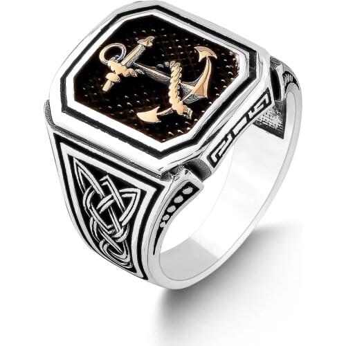 Silver Anchor Model Men Ring Captain Accessories Handmade Sailor Jewelry Solid 925 Sterling Silver Made in Turkey