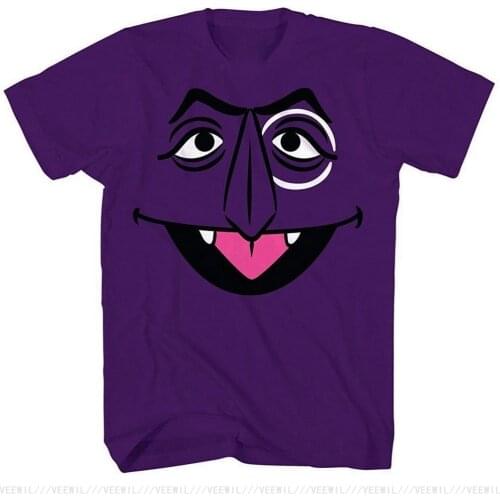 Count Von Count Face Funny Sesame Street Humor T-Shirt Adult Mens Graphic Tee Shirt Cotton Customize
