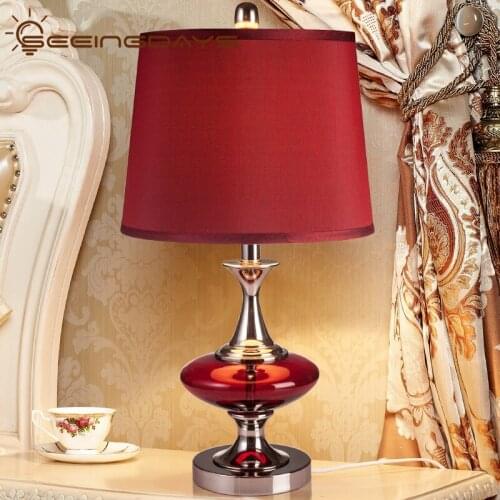 Modern Wedding Red Glass Table Lamp for Bedroom Living Room Red Wedding Gift Bedside Lamp Bedroom Lamp Bed Room Decoration