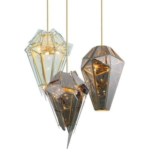 Modern diamond metal Pendant Lights glass black gold pendant lamps For Bedroom Home Lighting art hotel Pendant lamp PA0522