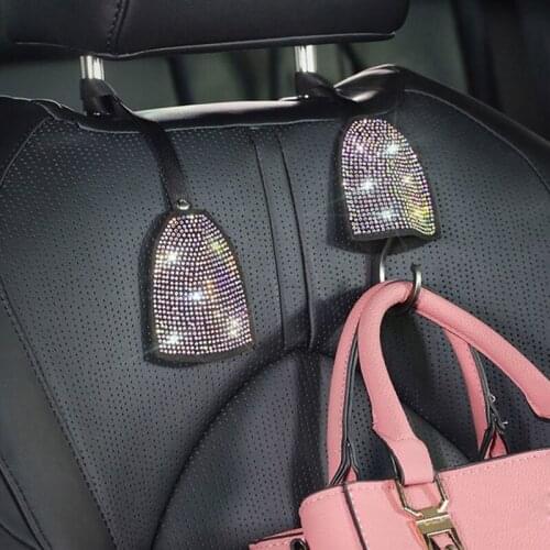 Rhinestones Car Seat Back Hanging Hook Auto Headrest Hanger Storage Hidden Hook 6XDB