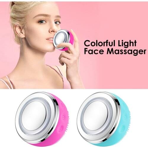 Light Face Massager Waterproof Electric Facial Cleanser EMS Micro-current Facial Beauty Device Silicone Vibration Face