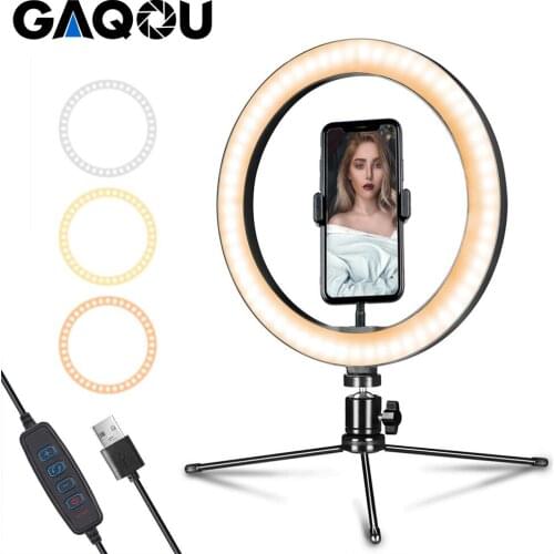 6 10 inch LED Ring Lamp Photography Selfie Stepless Lighting Camera Phone Light with Mini Tripod for Makeup Video Youtube Studio
