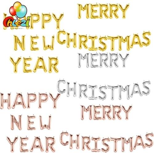 Merry Christmas Letter balloon Happy New Year Party decoration 16 inch hanging letters balloons Xmas Ornament Party Supplies