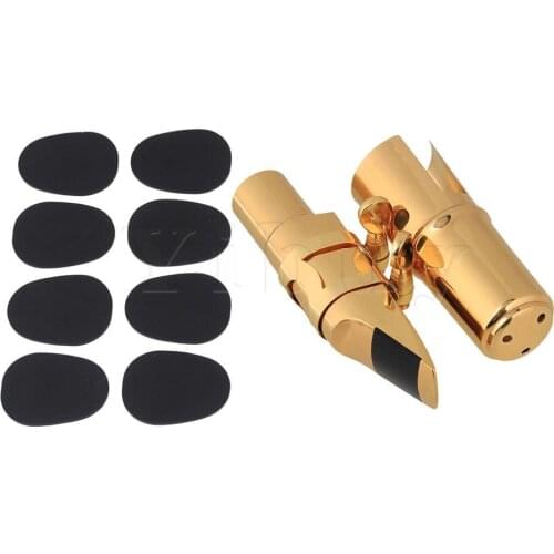 Yibuy Brass B-flat Tenor Sax Mouthpiece 7C and 0.8mm Black Oval Mouthpiece Pad