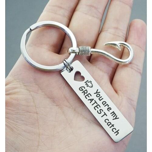 Funny Keychain With 'You're The Greatest Catch Of My Life' Key Chain Anniversary Proposal Gifts For Husband Boyfriend Men Women