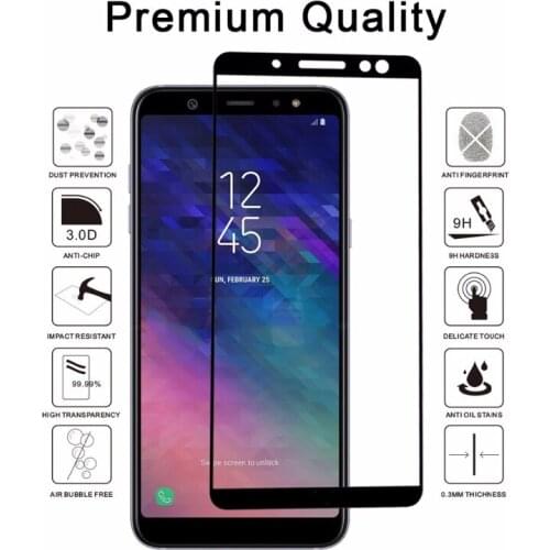 2Pcs 9H Full Cover Tempered Glass For Samsung A6 2018 A600 FN Screen Protector For Samsung Galaxy A6 Plus 2018 A6+ A605F A6Plus