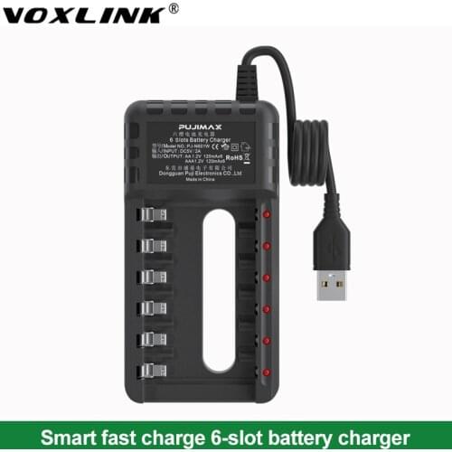 VOXLINK Battery Charger 6slots EU USB Cable For AA/AAA Ni-Cd intelligent Rechargeable Batteries For Remote Control Accessories