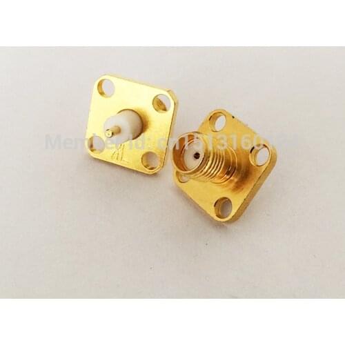 1pc SMA Female Jack RF Coax Modem Convertor Connector 4-hole panel mount with white dielectric solder post