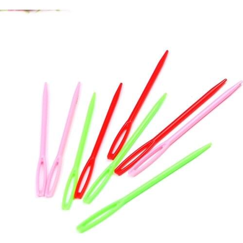 100pcs 7cm Large-Eye Plastic Yarn Sewing Needles Colorful Safety Lacing Needles for DIY Sewing Handmade Crafts