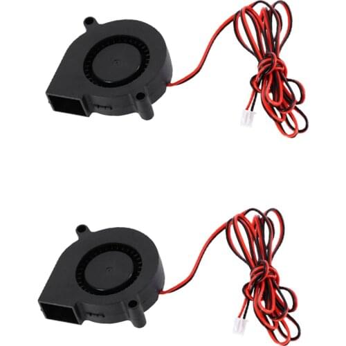 2 Pieces Mini Silent 24V 50mm 5015 Radial Turbo Cooler Blower Fan for 3D Printer
