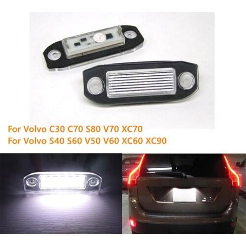 2Pcs Canbus White LED Car Number License Plate Lights For Volvo C30 C70 S80 V70 XC70 S40 V50 S60 V60 XC60 XC90 Super Bright Lamp