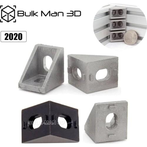 25 pcs Solid Cast Aluminum 2020 Corner Bracket 20x20x17mm Silver For 20mm Extrusion for Building CNC Router / 3D Printers