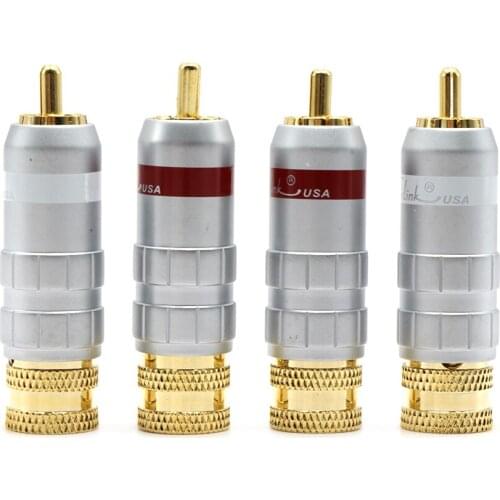 4pcs Silverlink brass Gold plated Solder RCA Male plug,hifi audio interconnect connector plug