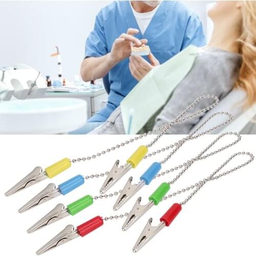 5pcs Oral Spring Clip Dental Lab Bib Clip Napkin Holder With Flexible Stainless Steel Ball Chain Dentist Supplie Reusable Design