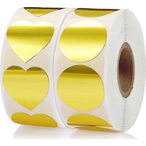 500pcs Golden Round Packaging Seals Labels Heart Shape Gift Package Stickers Wedding Party DIY Decoratation