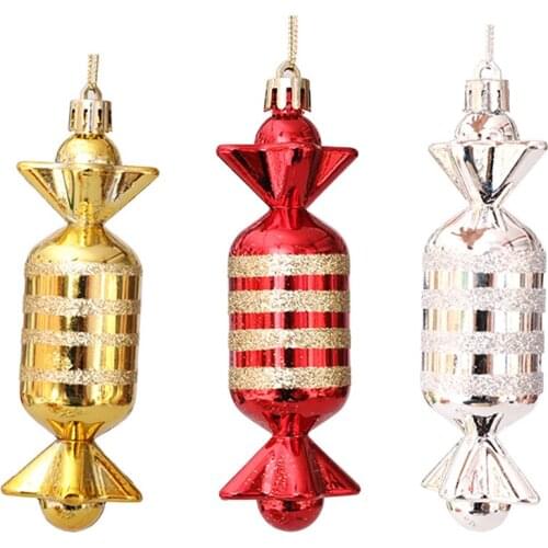 6Pcs Christmas Ornaments Kids Toys Candy Shape Chirstmas Tree Hanging Pendant Xmas Decoration For Home Party New Year Noel Natal