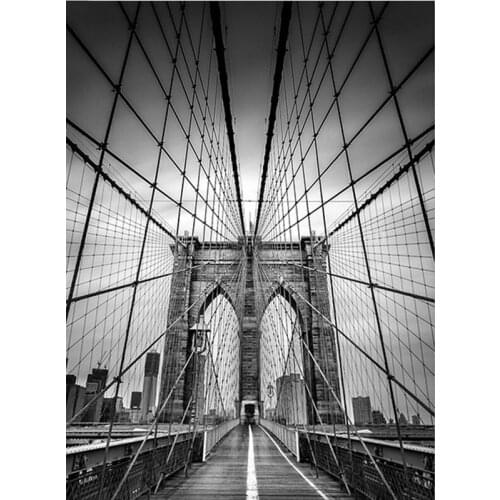 5d Diy Diamond Painting Black And White Famous Building Bridge Diamond Embroidery Cross Stitch Rhinestone Diamond Mosaic