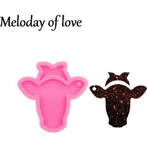 Shiny Bull head Cow tag mould DIY ear label epoxy resin molds Luggage card silicone Mold for keychain glossy finish DY0095