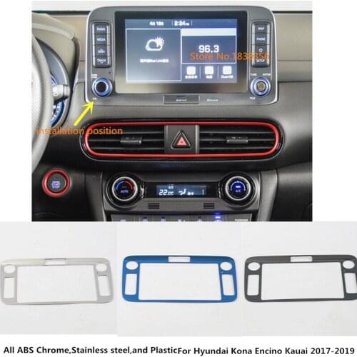 For Hyundai Kona Encino Kauai 2017 2018 2019 2020 Car Stainless Steel Air Condition Button Control Outlet Stwich Trim Frame