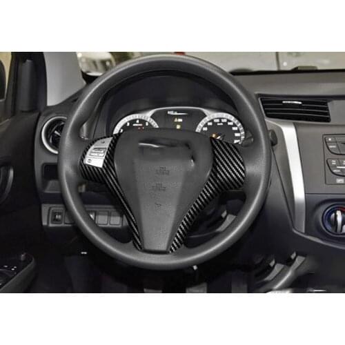 For Nissan Navara NP300 2017 2018 2019 ABS Carbon Fiber Interior Mouldings Steering Wheels Cover Trim Protector Auto Accessories