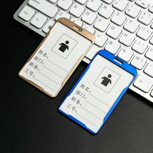 Women Men Bank Business Credit Card Holder Work Name Identity ID Card Badge Lanyard Holder Wallet Metal ID Business Card Case