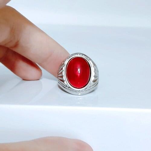 Red rings 2020 Oval Natural Tiger Eye Rings Band Stone Ring For Women Men Antique White Plated Fashion Jewelry