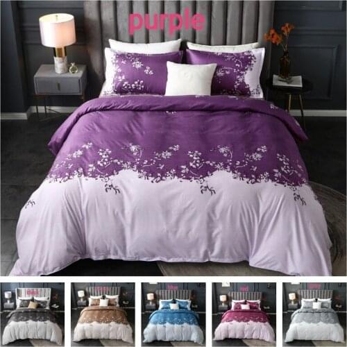 2 or 3pcs Bedding Set Flowers Printing Soft Duvet Cover Sets with Zipper Closure 1 Quilt Cover + 1/2 Pillowcases US/EU/AU Size