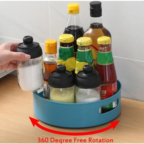 360 Rotating Tray Turntable Kitchen Storage Containers for Spice jar Food Snack Tray Non Slip Bathroom Dried Storage Plate