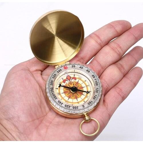 Copper Pocket Watch Style Advertising promotion Gift Foldable Luminous Outdoor Multifunctional compass Camp Present Compass