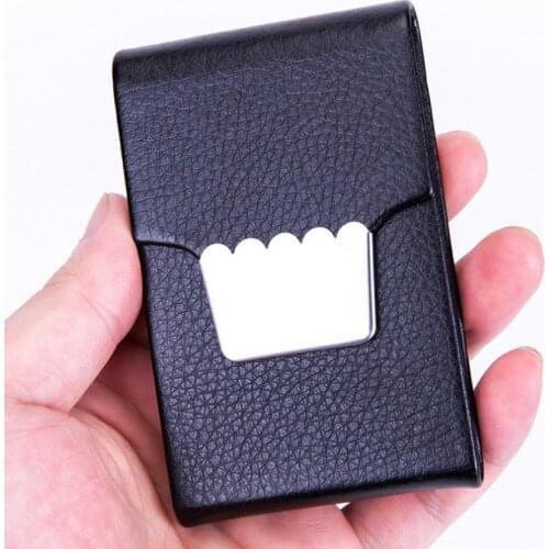 Metal Cigarette Case PU Leather Flip Pressureproof Portable Storage Protective Box Smoking Tools Business Card Men Gift 7 Sticks