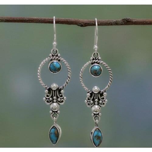 Mling Boho Drop Earrings For Women Retro Silver Geometric Earings Bijoux boucles d'oreilles bohemia Dangle Earrings Jewelry