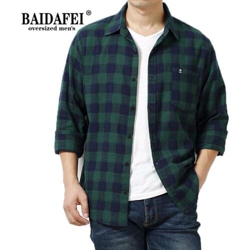 Oversized Shirt 5XL 6XL 7XL 2021 New Mens Button Down Regular Fit Long Sleeve Plaid High Quality Cotton Casual Shirts