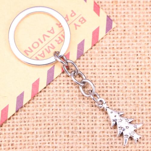 20pcs New Fashion Keychain 28x14mm the christmas tree Pendants DIY Men Jewelry Car Key Chain Ring Holder Souvenir For Gift
