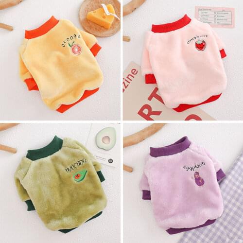 Pet Clothes Warm Fleece Coat Cute Fruit Print Dog Costume Small Medium Dog Cat Jacket French Bulldog Chihuahua Winter Outfit
