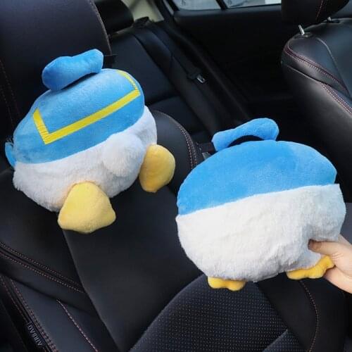 Car Backrest Lumbar Support Lumbar Cushion Cartoon Cute Headrest Neck Pillow Creative Car Backrest Cushion PP Cotton Comfortable