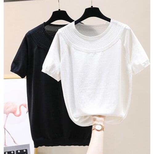 Casual basic Summer thin Sweater Women short sleeve o-neck Soft Knit sweater Pullovers solid female Jumper top plus size 4xL