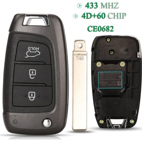 Bilchave 3BTN Smart 433Mhz 4D+60 Chip Remote Car Key For Hyundai Elantra Solaris 2017 Santa Fe Verna Tucson i35 i40 Genesis Fe