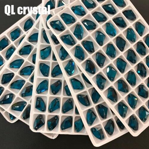 QL Crystal 9x14mm Galactic AX Sew on Crystal Rhinestone Flatback Glass crystal sew on strass for Wedding dress clothing