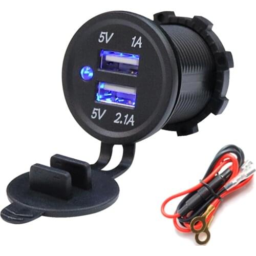 5V 3.1A Dual USB Charger Socket Plug Outlet with LED Indicator for Car Boat Motorcycle RV Phone Charging Adapter