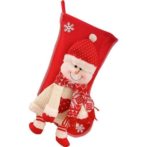Christmas Ornament Knitted Three-dimensional Santa Claus Snowman Gift Bag Christmas Tree Decoration Candy Bag