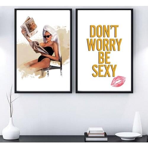 Modern Fashion Poster Vintage Canvas Print Sexy Woman Picture Motivational Quote Wall Art Painting Living Room Home Decoration