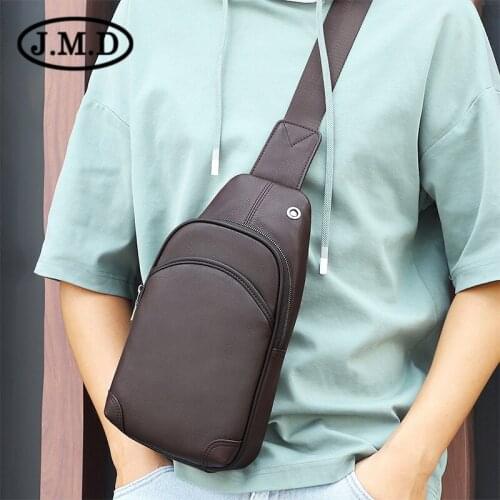 Men Chest Pack Bags Real Leather 2021 Fashion Big Black Brown Travel Crossbody Bag Male