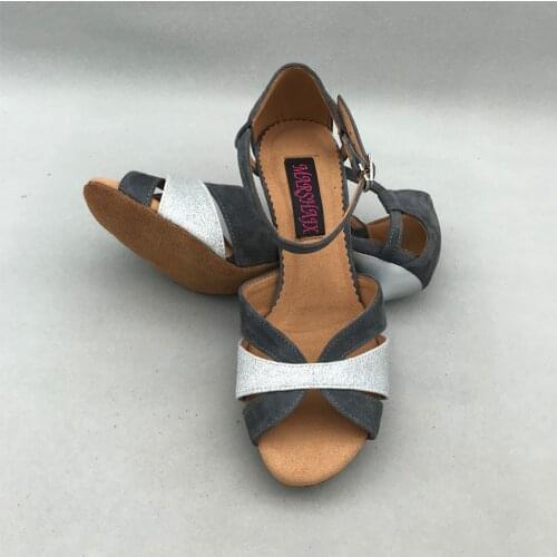 8.5cm high heel Latin Dance Shoes For women Salsa shoes pratice shoes comfortable latin shoes MS6295CGSSG Genuine leather