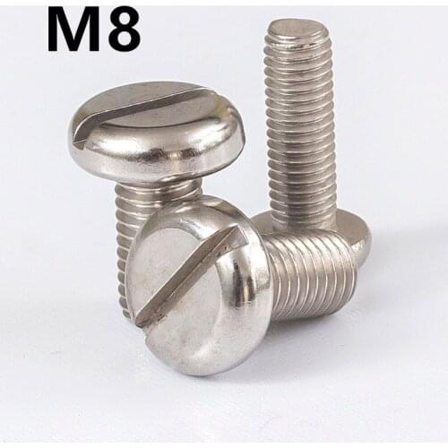 50PCS M8x10/12/16/20/25/30mm DIN85 GB67 304 Stainless Steel Slotted Pan Screws Slotted Grooving Screw